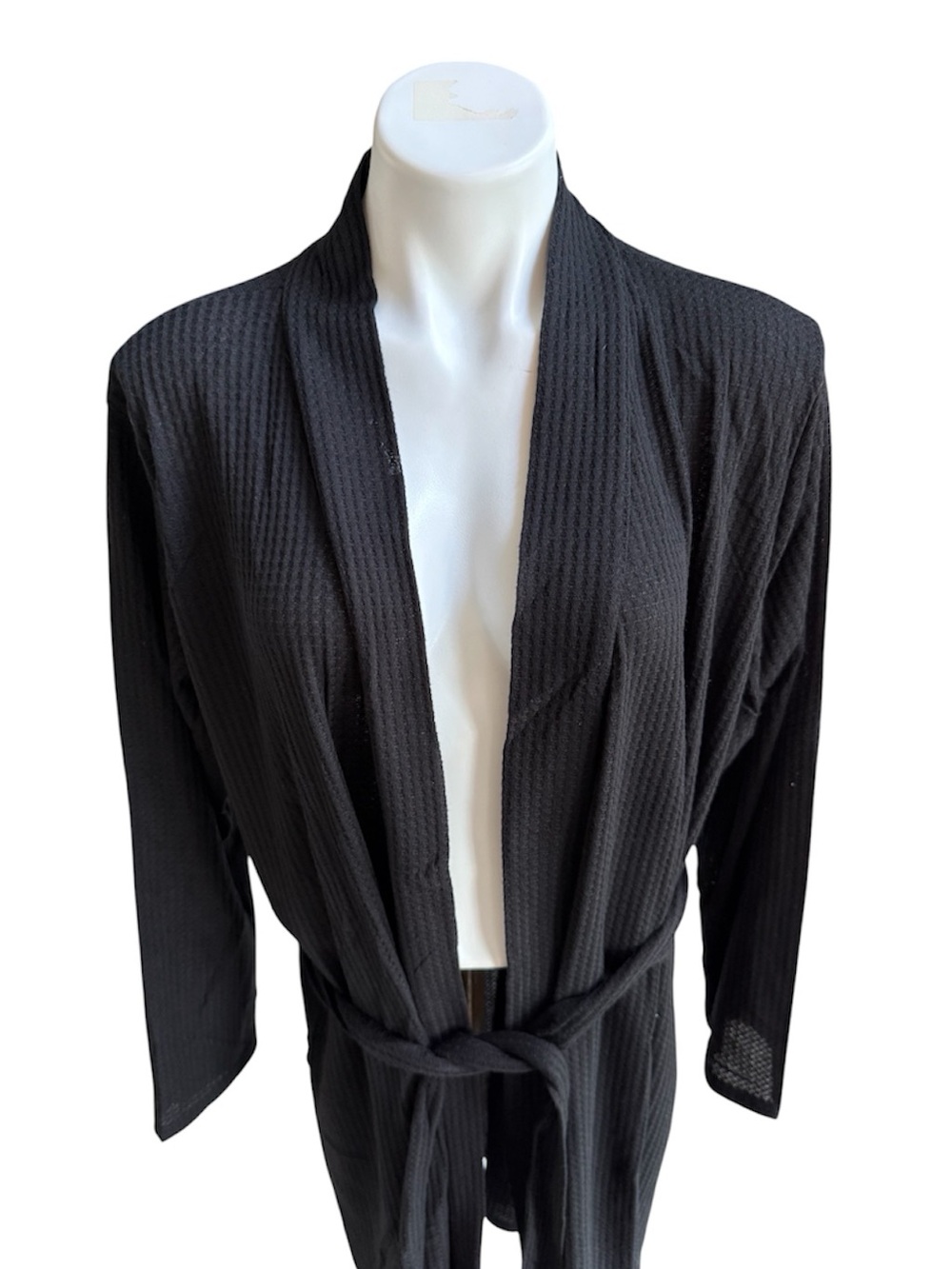 Alexander Del Rossa Knit Robe with Pockets Black XL NWT - Picture 2 of 9